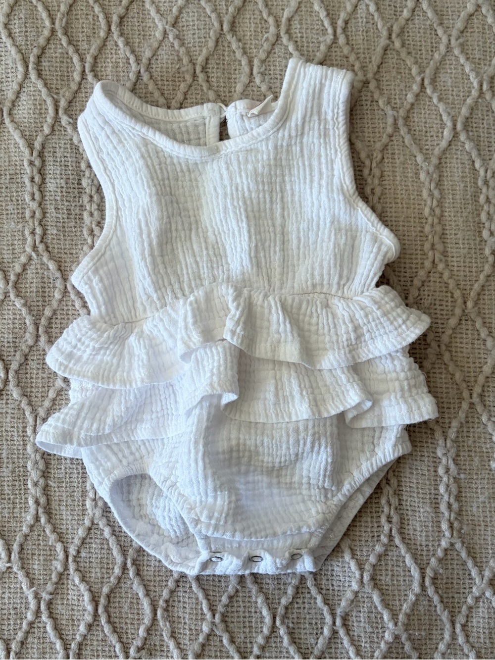 White Ruffled Baby Romper
